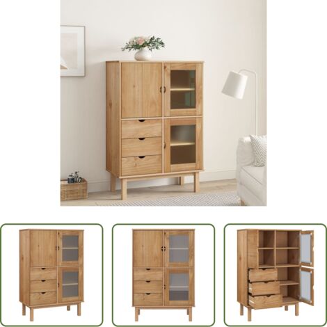 vidaXL Credenza con cassetti -  Credenza OTTA 85x43x125 cm in Legno Massello di Pino