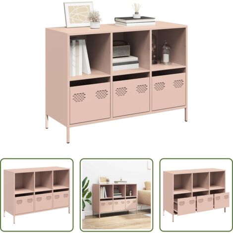 vidaXL Credenza con Cassetti -  Credenza Rosa 101,5x39x73,5 cm in Acciaio Laminato a Freddo
