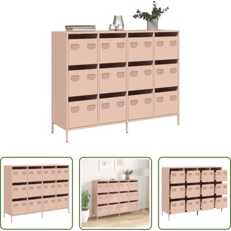 vidaXL Credenza con cassetti -  Credenza Rosa 135x39x103,5 cm in Acciaio Laminato a Freddo