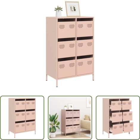 vidaXL Credenza con cassetti -  Credenza Rosa 68x39x101,5 cm in Acciaio