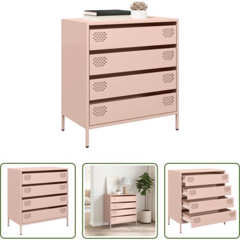 vidaXL Credenza con Cassetti -  Credenza Rosa 68x39x73,5 cm in Acciaio Laminato a Freddo
