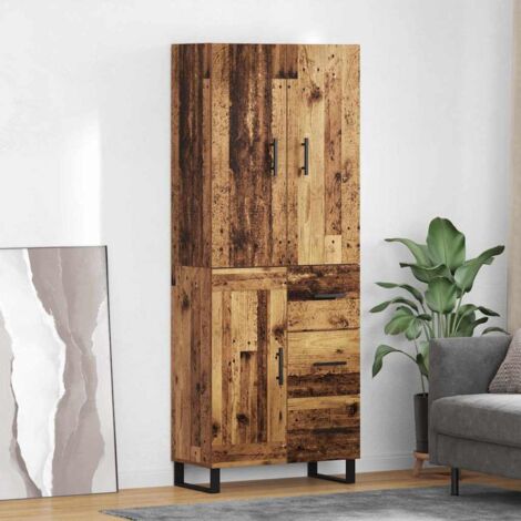 vidaXL Credenza con cassetto 2 pcs Legno vecchio 69,5 x 34 x 180
