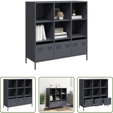 vidaXL Credenza con cassetto -  Credenza Antracite 101,5x39x103,5 cm Acciaio