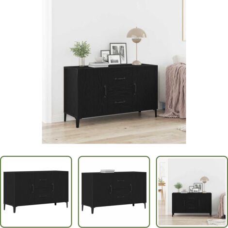 vidaXL Credenza con cassetto -  Credenza Rovere Nero 100 x 36 x 60 cm Legno multistrato