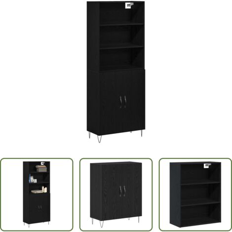 vidaXL Credenza con gambe a forcina -  Credenza 2 pcs Rovere Nero Legno multistrato