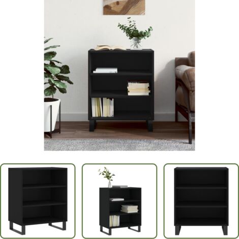 vidaXL Credenza con gambe in ferro -  Credenza Nera 57x35x70 cm in Legno Multistrato