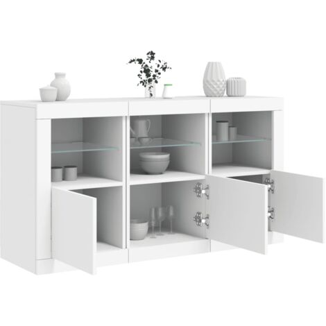 vidaXL Credenza con Luci LED Bianca 123x37x67 cm