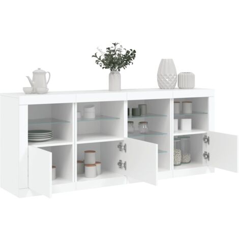 vidaXL Credenza con Luci LED Bianca 164x37x67 cm
