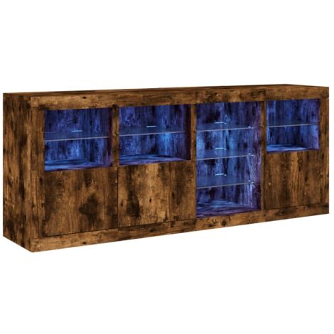 vidaXL Credenza con Luci LED Rovere Fumo 164x37x67 cm