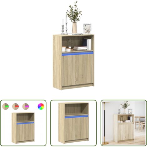 vidaXL Credenza con luci RGB -  Credenza con LED Rovere Sonoma 72x34x100cm in Legno Multistrato
