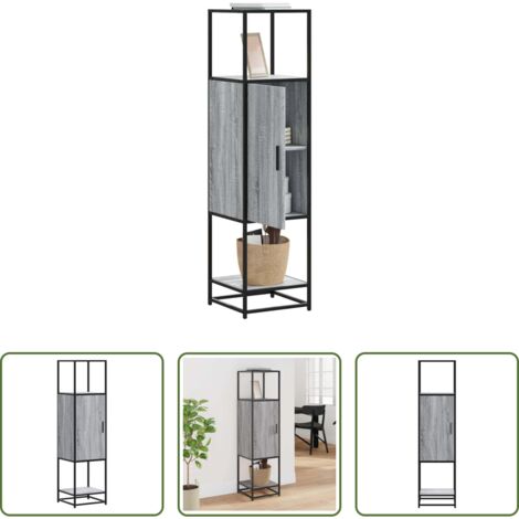 vidaXL Credenza con maniglia -  Credenza Grigio Sonoma 35,5x35x139 cm Legno Multistrato Metallo