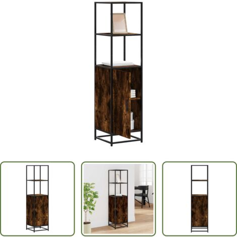 vidaXL Credenza con maniglia -  Credenza Rovere Fumo 35,5x35x139 cm Legno Multistrato Metallo