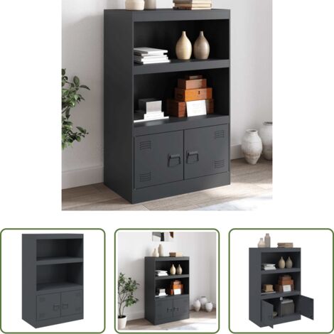 vidaXL Credenza con maniglie -  Credenza Antracite 67x39x107 cm in Acciaio