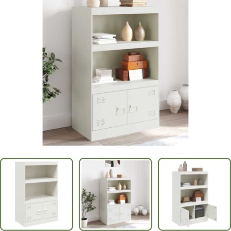 vidaXL Credenza con maniglie -  Credenza Bianca 67x39x107 cm in Acciaio