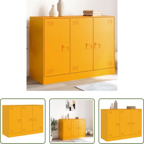 vidaXL Credenza con maniglie -  Credenza Giallo Senape 99x39x73 cm in Acciaio