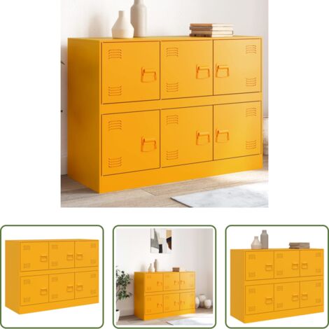 vidaXL Credenza con maniglie -  Credenza Giallo Senape 99x39x73 cm in Acciaio
