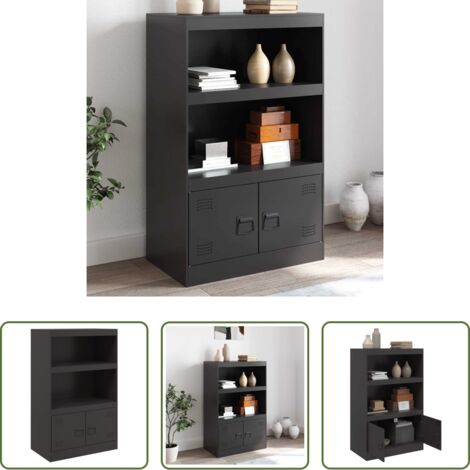 vidaXL Credenza con maniglie -  Credenza Nera 67x39x107 cm in Acciaio