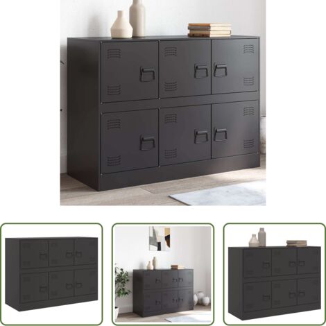 vidaXL Credenza con maniglie -  Credenza Nera 99x39x73 cm in Acciaio