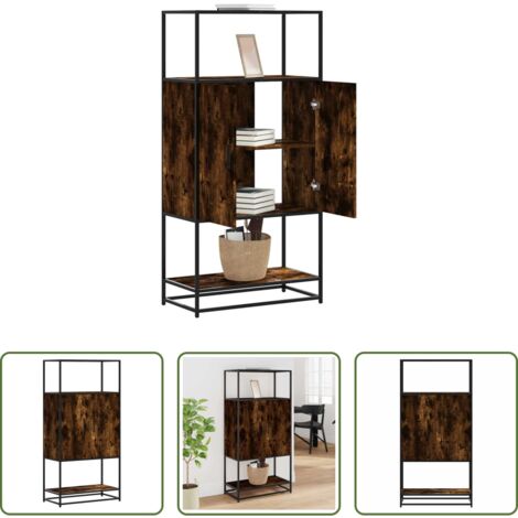 vidaXL Credenza con maniglie -  Credenza Rovere Fumo 68x35x139 cm Legno Multistrato Metallo