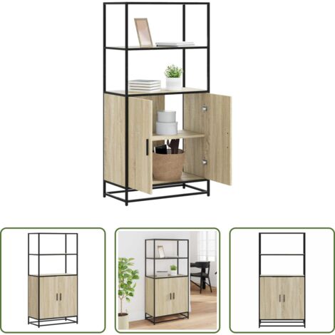 vidaXL Credenza con maniglie -  Credenza Rovere Sonoma 68x35x139 cm Legno Multistrato Metallo