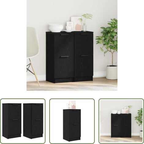 vidaXL Credenza con mensole -  Credenza 2 pcs Rovere Nero 30 x 30 x 70 cm Legno multistrato