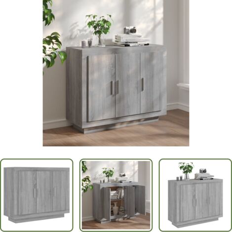 vidaXL Credenza con mensole -  Credenza Grigio Sonoma 92x35x75 cm in Legno Multistrato