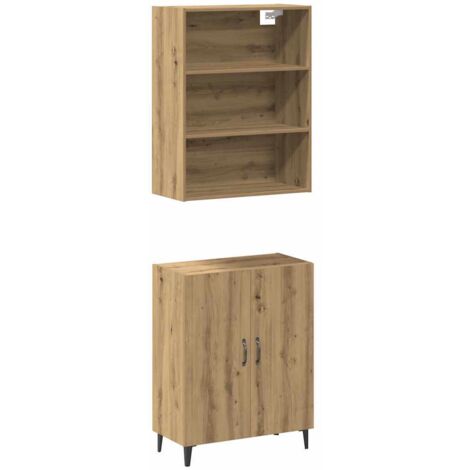 vidaXL Credenza con Pensile Rovere Artigianale in Legno Multistrato
