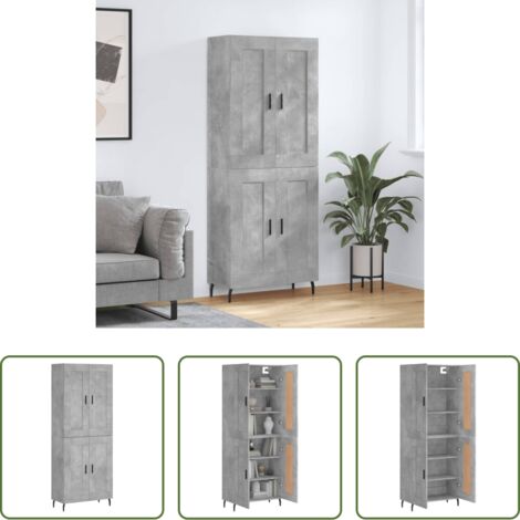 vidaXL Credenza con piedini in ferro -  Credenza Grigio Cemento 69,5x34x180 cm in Legno Multistrato