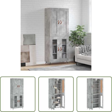 vidaXL Credenza con piedini in ferro -  Credenza Grigio Cemento 69,5x34x180 cm in Legno Multistrato