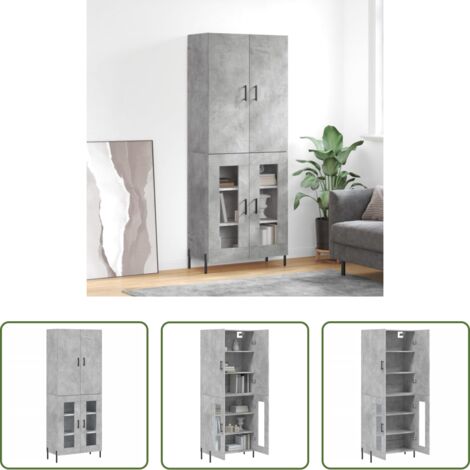 vidaXL Credenza con piedini in ferro -  Credenza Grigio Cemento 69,5x34x180 cm in Legno Multistrato