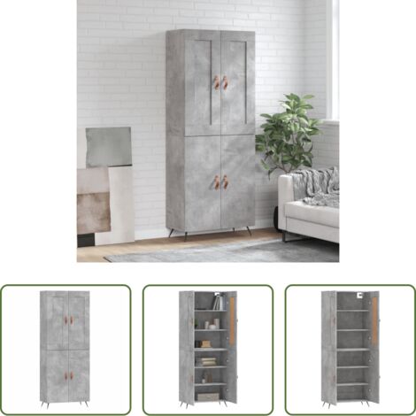 vidaXL Credenza con piedini in ferro -  Credenza Grigio Cemento 69,5x34x180 cm in Legno Multistrato