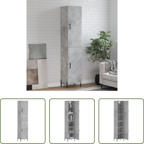 vidaXL Credenza con piedini in metallo -  Credenza Grigio Cemento 34,5x34x180 cm in Legno Multistrato