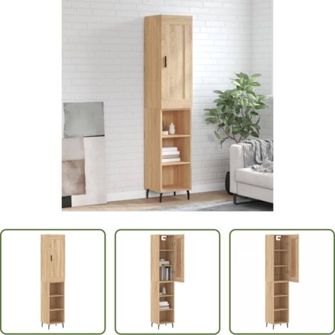 vidaXL Credenza con piedini in metallo -  Credenza Rovere Sonoma 34,5x34x180 cm in Legno Multistrato