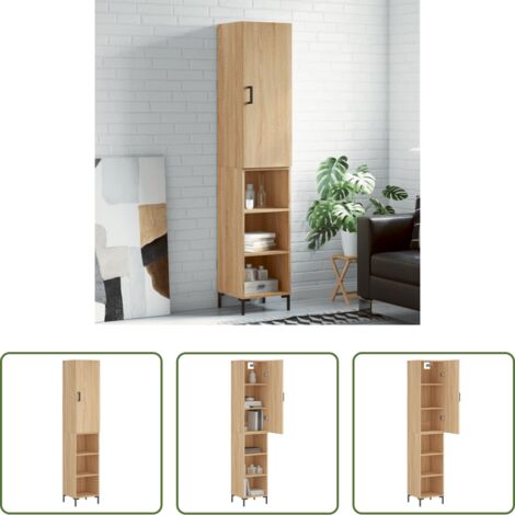 vidaXL Credenza con piedini in metallo -  Credenza Rovere Sonoma 34,5x34x180 cm in Legno Multistrato