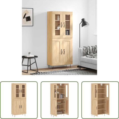 vidaXL Credenza con piedini in metallo -  Credenza Rovere Sonoma 69,5x34x180 cm in Legno Multistrato
