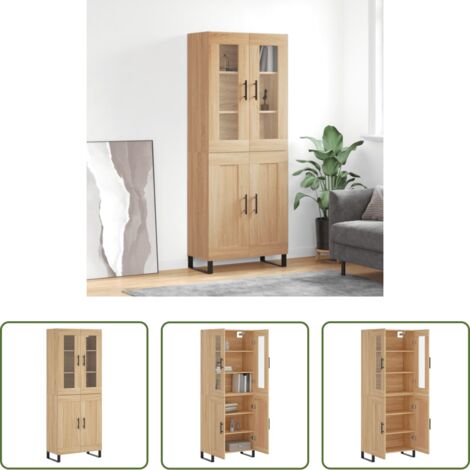 vidaXL Credenza con piedini in metallo -  Credenza Rovere Sonoma 69,5x34x180 cm in Legno Multistrato