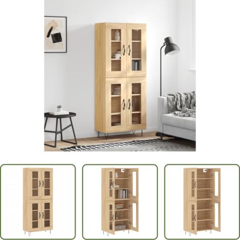 vidaXL Credenza con piedini in metallo -  Credenza Rovere Sonoma 69,5x34x180 cm in Legno Multistrato