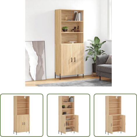 vidaXL Credenza con piedini in metallo -  Credenza Rovere Sonoma 69,5x34x180 cm in Legno Multistrato