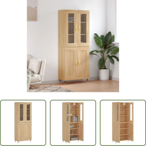 vidaXL Credenza con piedini in metallo -  Credenza Rovere Sonoma 69,5x34x180 cm in Legno Multistrato
