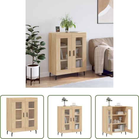 vidaXL Credenza con piedini in metallo -  Credenza Rovere Sonoma 69,5x34x90 cm in Legno Multistrato