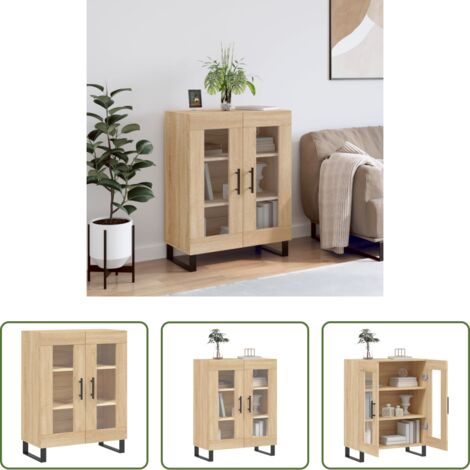 vidaXL Credenza con piedini in metallo -  Credenza Rovere Sonoma 69,5x34x90 cm in Legno Multistrato