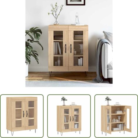 vidaXL Credenza con piedini in metallo -  Credenza Rovere Sonoma 69,5x34x90 cm in Legno Multistrato