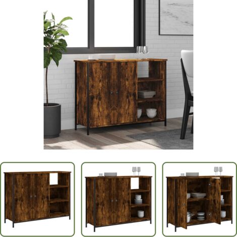 vidaXL Credenza con piedini regolabili -  Credenza Rovere Fumo 100x33x75 cm in Legno Multistrato