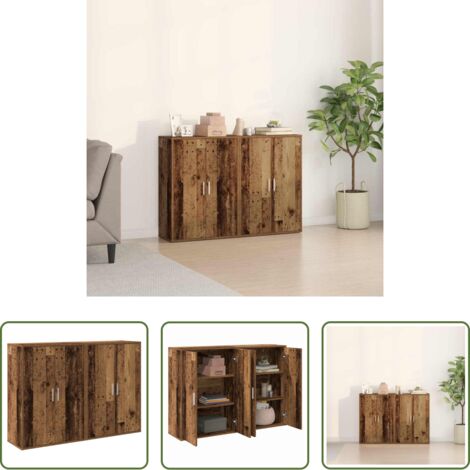 vidaXL Credenza con porte a cerniera -  Credenza 2 pcs Legno vecchio 60 x 31 x 84 cm Legno multistrato