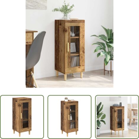 vidaXL Credenza con porte in vetro -  Credenza Legno vecchio 34.5 x 32.5 x 90 cm Legno multistrato