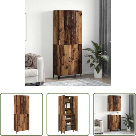 vidaXL Credenza con ripiani -  Credenza 2 pcs Legno vecchio Legno multistrato