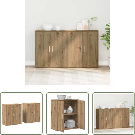 vidaXL Credenza con ripiani -  Credenza 2 pcs Rovere artigianale 60 x 31 x 70 cm