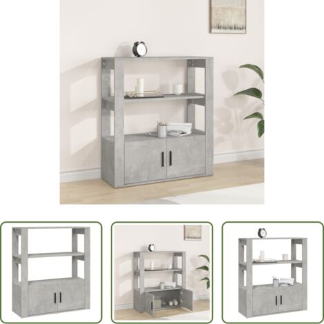 vidaXL Credenza con ripiani -  Credenza Grigio Cemento 80x30x90 cm in Legno Multistrato