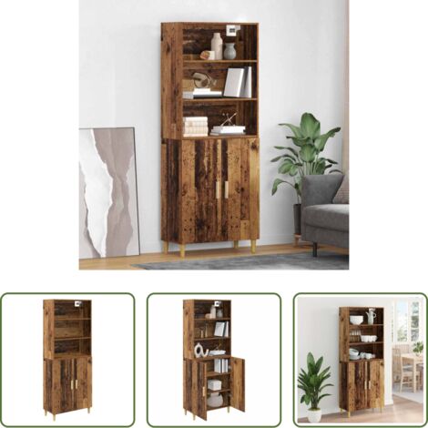 vidaXL Credenza con ripiani -  Credenza Legno vecchio 69,5 x 32,5 x 180 cm Legno multistrato