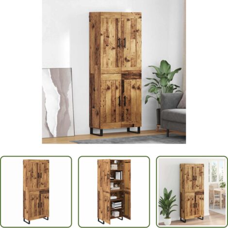 vidaXL Credenza con ripiani -  Credenza Legno vecchio 69,5 x 34 x 180 cm Legno multistrato
